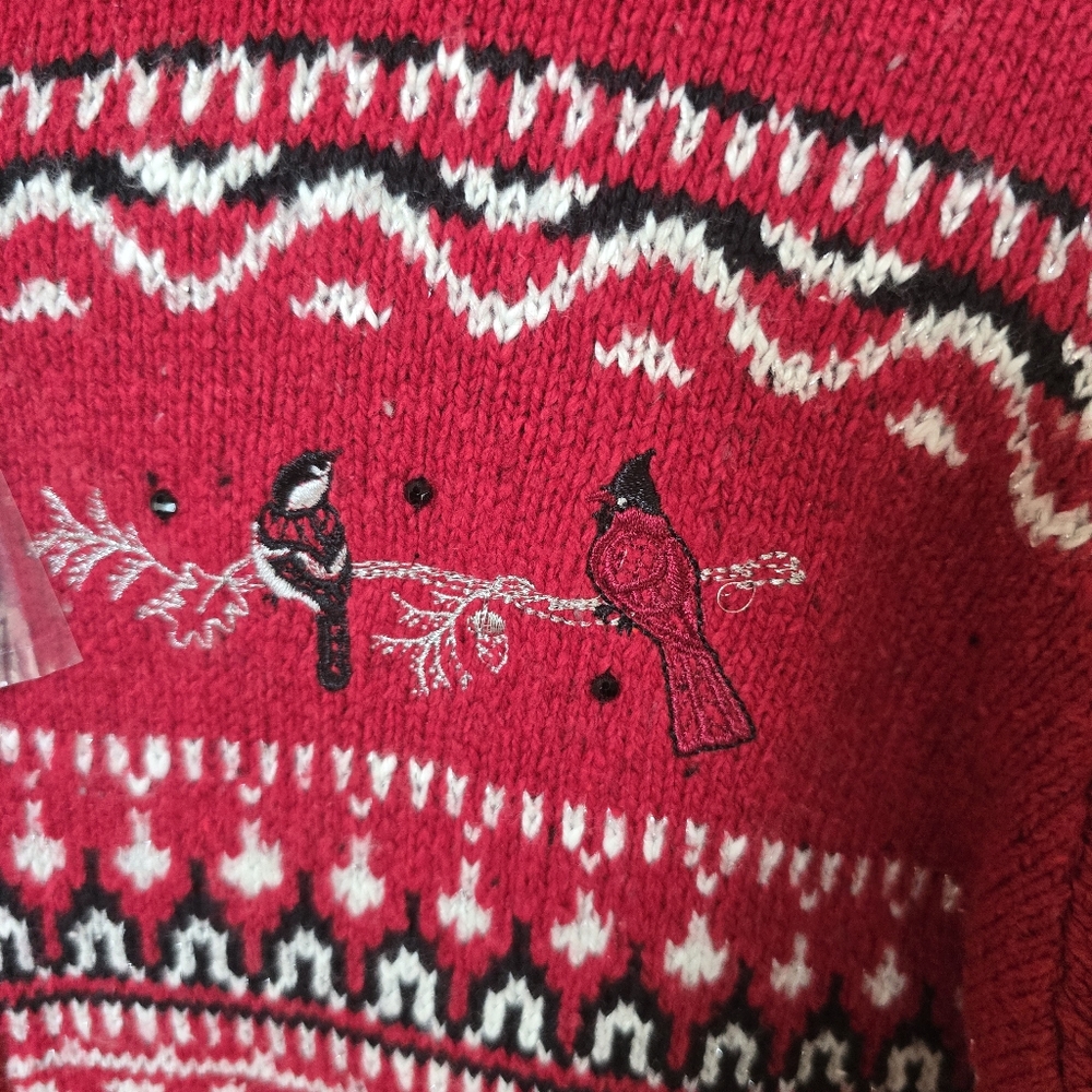 Northern Reflections Cardinal Acrylic Zip Up Sweater Red Womens Small NWT - Picture 4 of 13